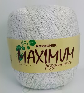 Kordonek  MAXIMUM metallic -  biało-srebrny